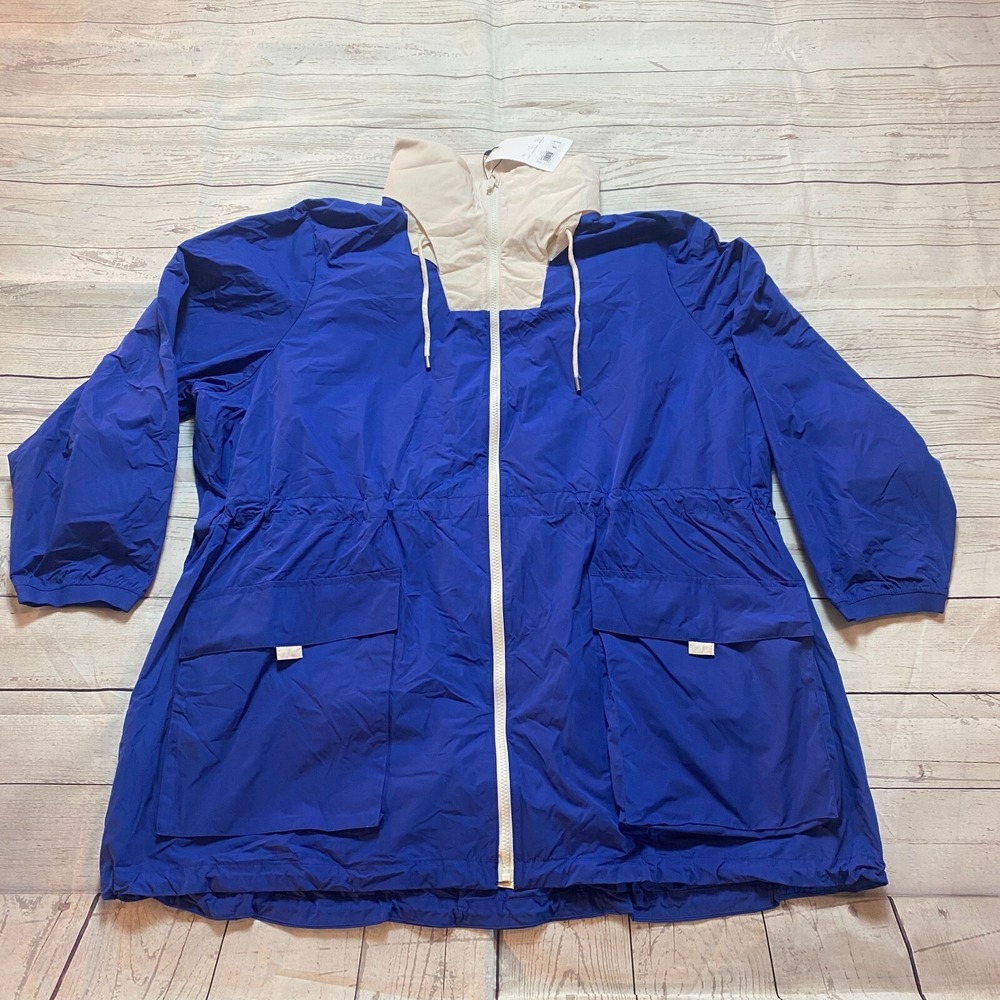 Vintage Banana Republic BR Sport Packable Raincoat Jacket Blue White Size‎ XXL